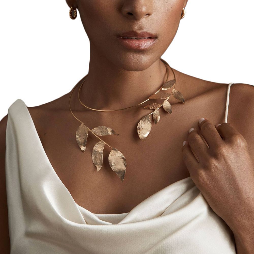 Gilded-Leaf Collar Necklace 