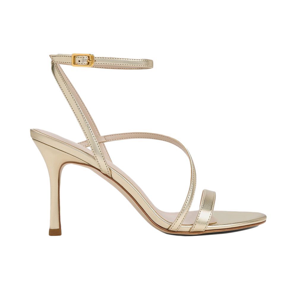 Metallic Asymmetric Strappy Heeled Sandals 