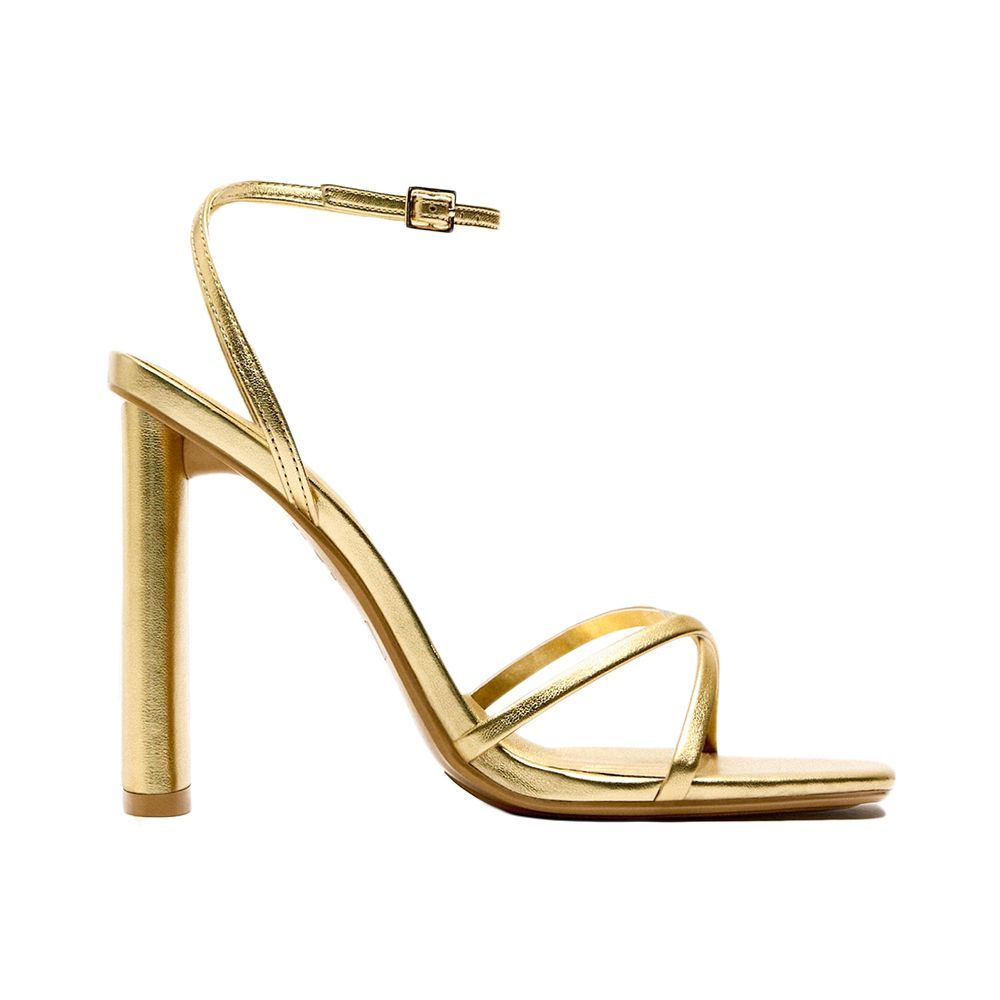 Strappy Metallic Heeled Sandals