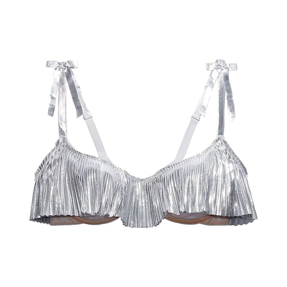 Pleated Lamé Unlined Bra 