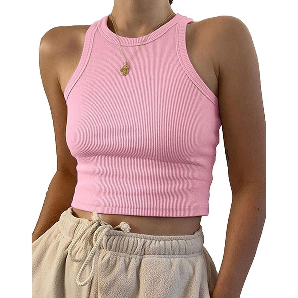 Basic Crew Neck Crop Tank Top 