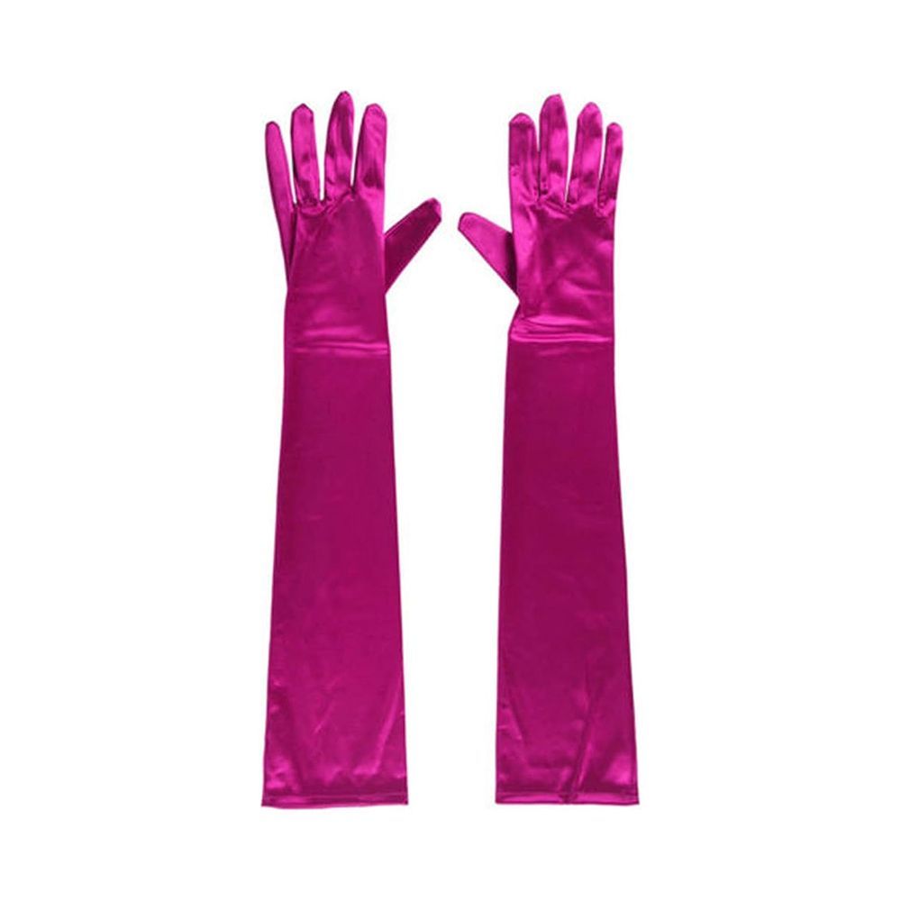 21" Long Satin Finger Gloves Rose