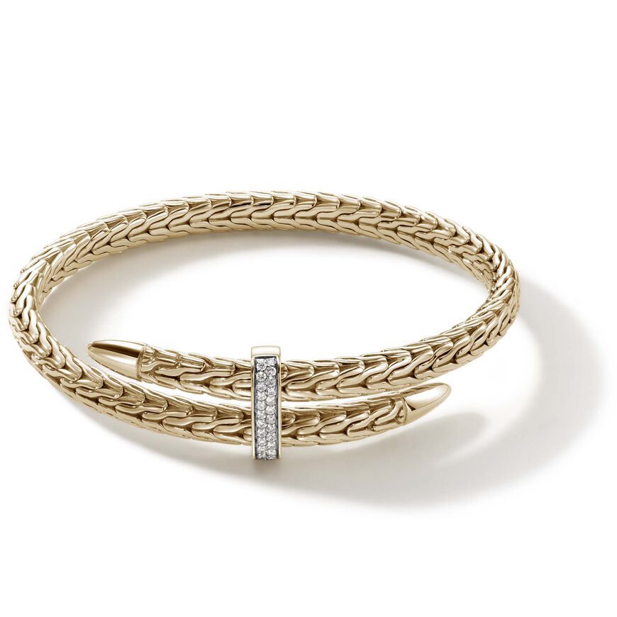 Spear Pavé Flex Cuff in 14-Karat Gold