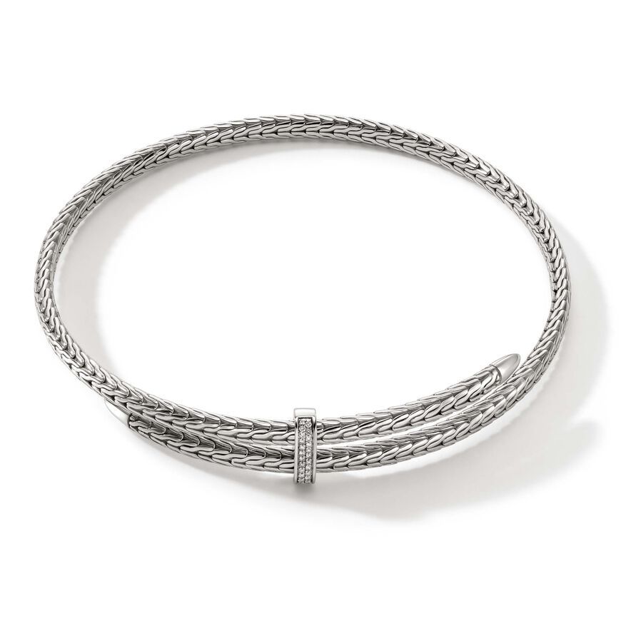 Spear Pavé Coil Choker in Sterling Silver