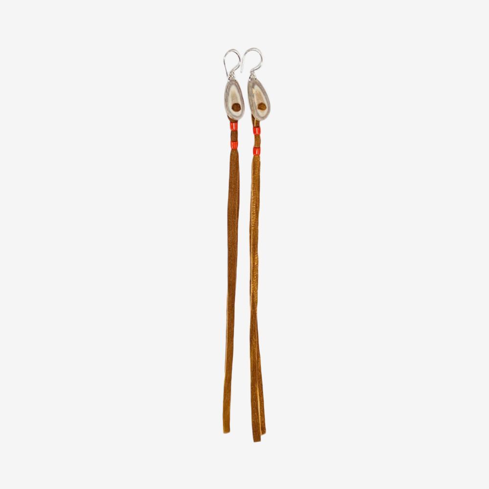 Long Caribou Hide Earrings