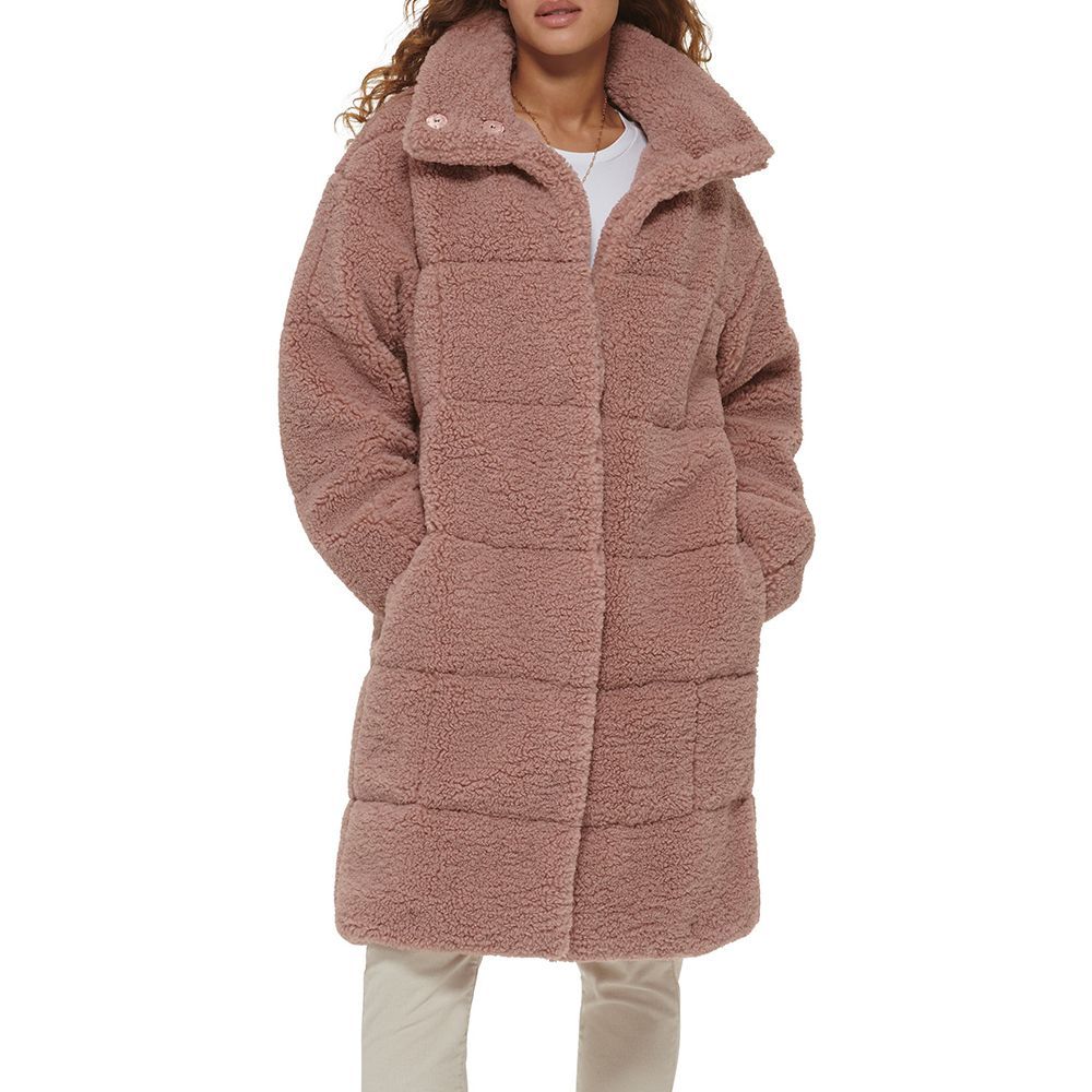 Quilted Fleece Long Teddy Coat