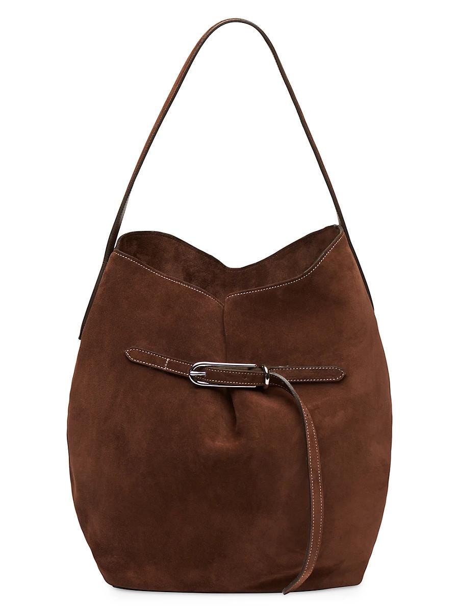 Belted Suede Bucket Bag Belted Suede Bucket Bag