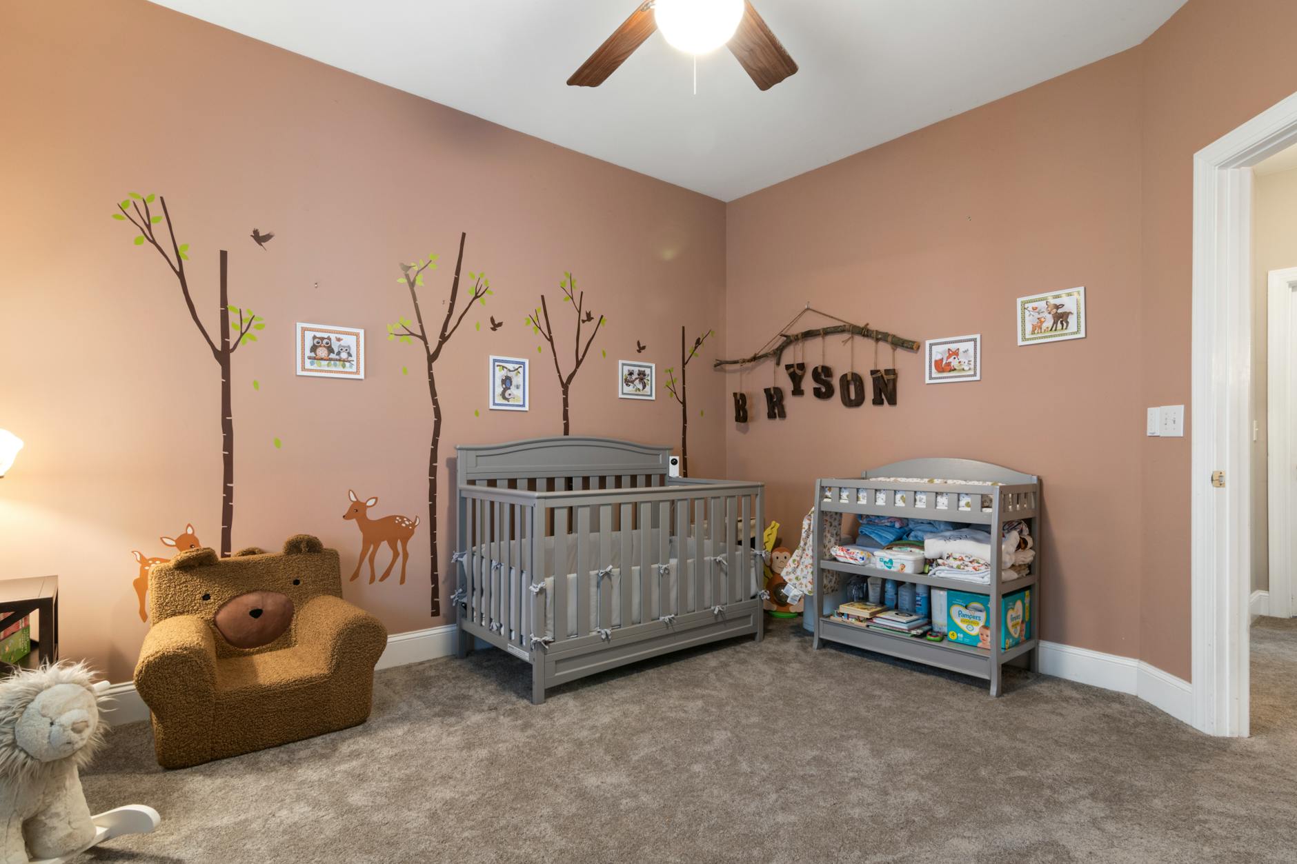 Modern nursery with crib and soft lighting optimized for infant sleep environment