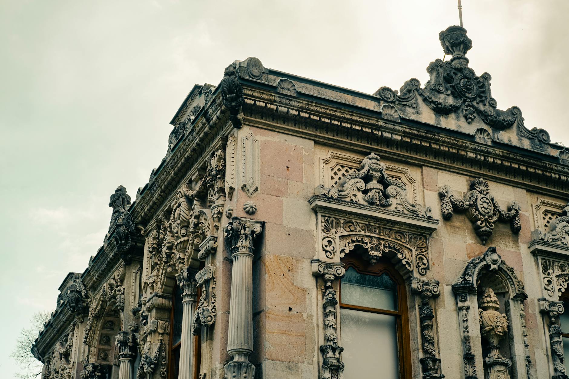 Ornate architectural details of historic building interior with decorative elements