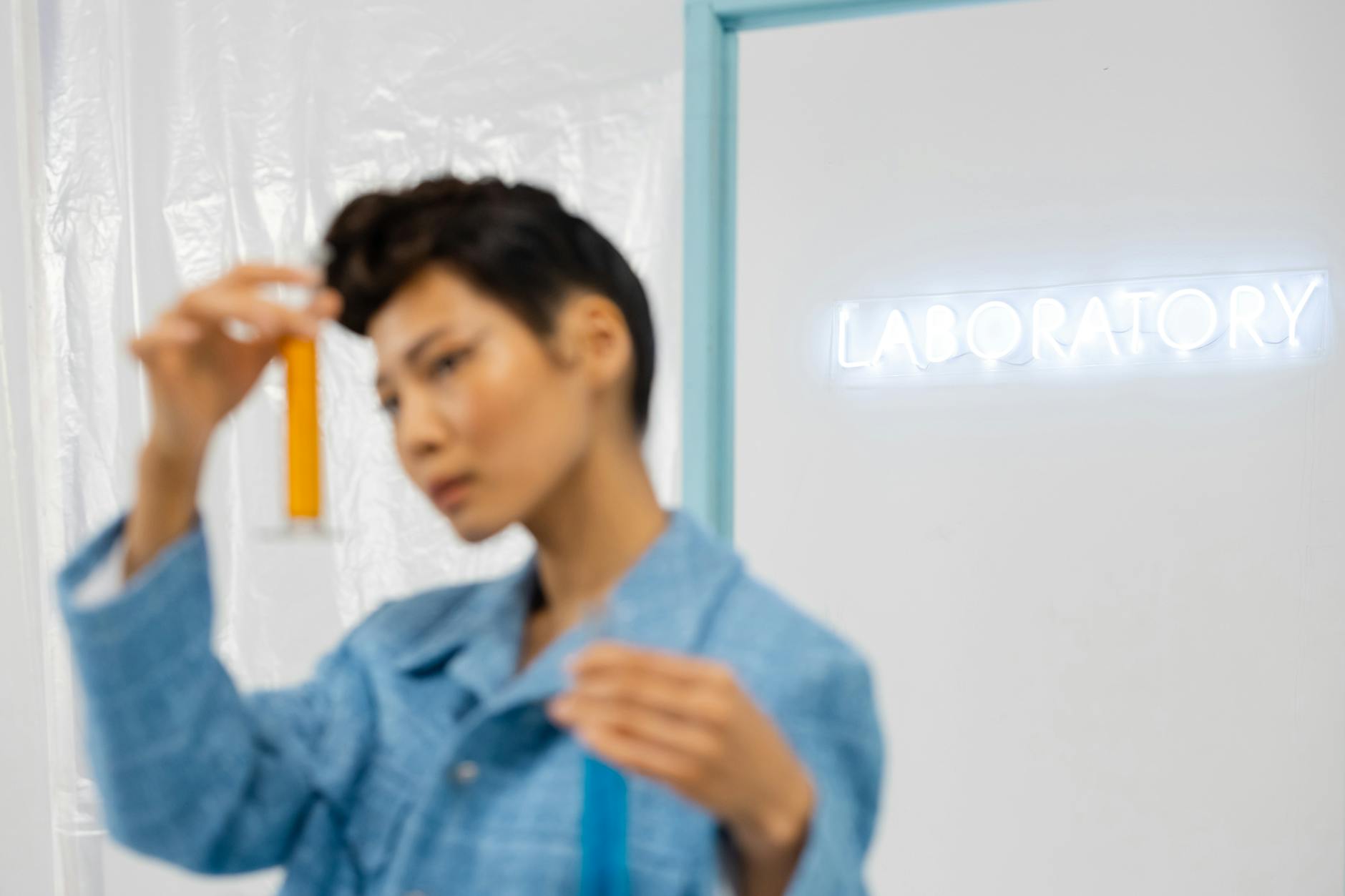 Modern cosmetics laboratory with scientific equipment for developing gentle skincare formulations