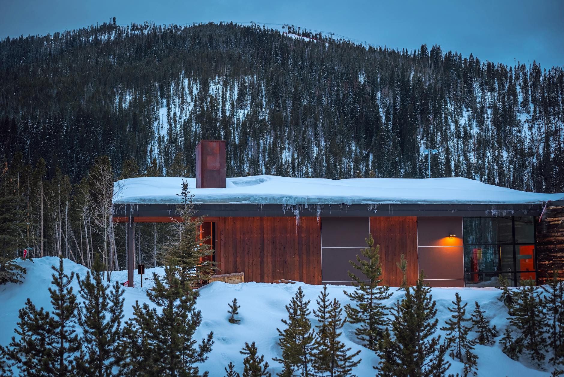 Scenic mountain landscape view from luxury retreat center balcony