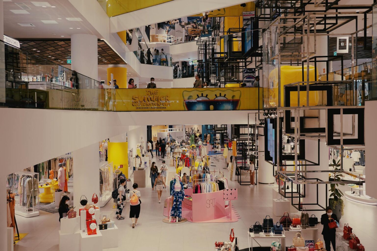 Contemporary retail store interior with modern lighting and display fixtures