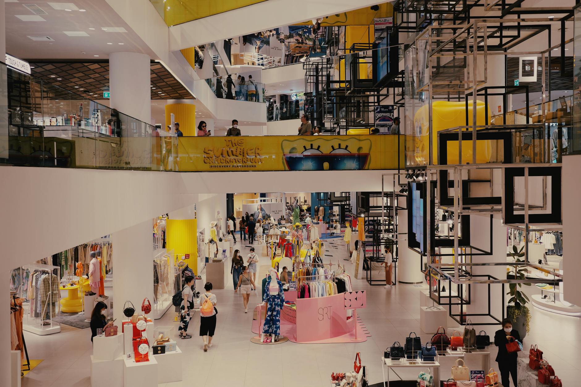 Contemporary retail store interior with modern lighting and display fixtures