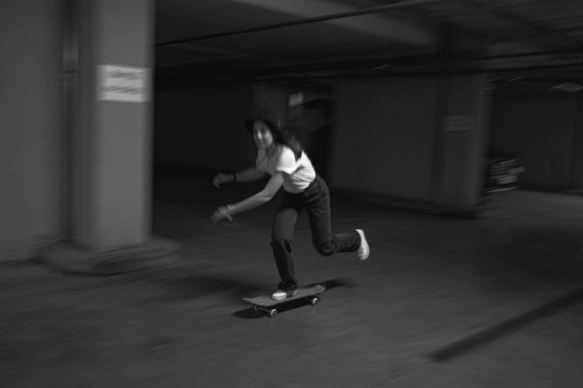 Skateboarding culture scene with artistic photography aesthetic