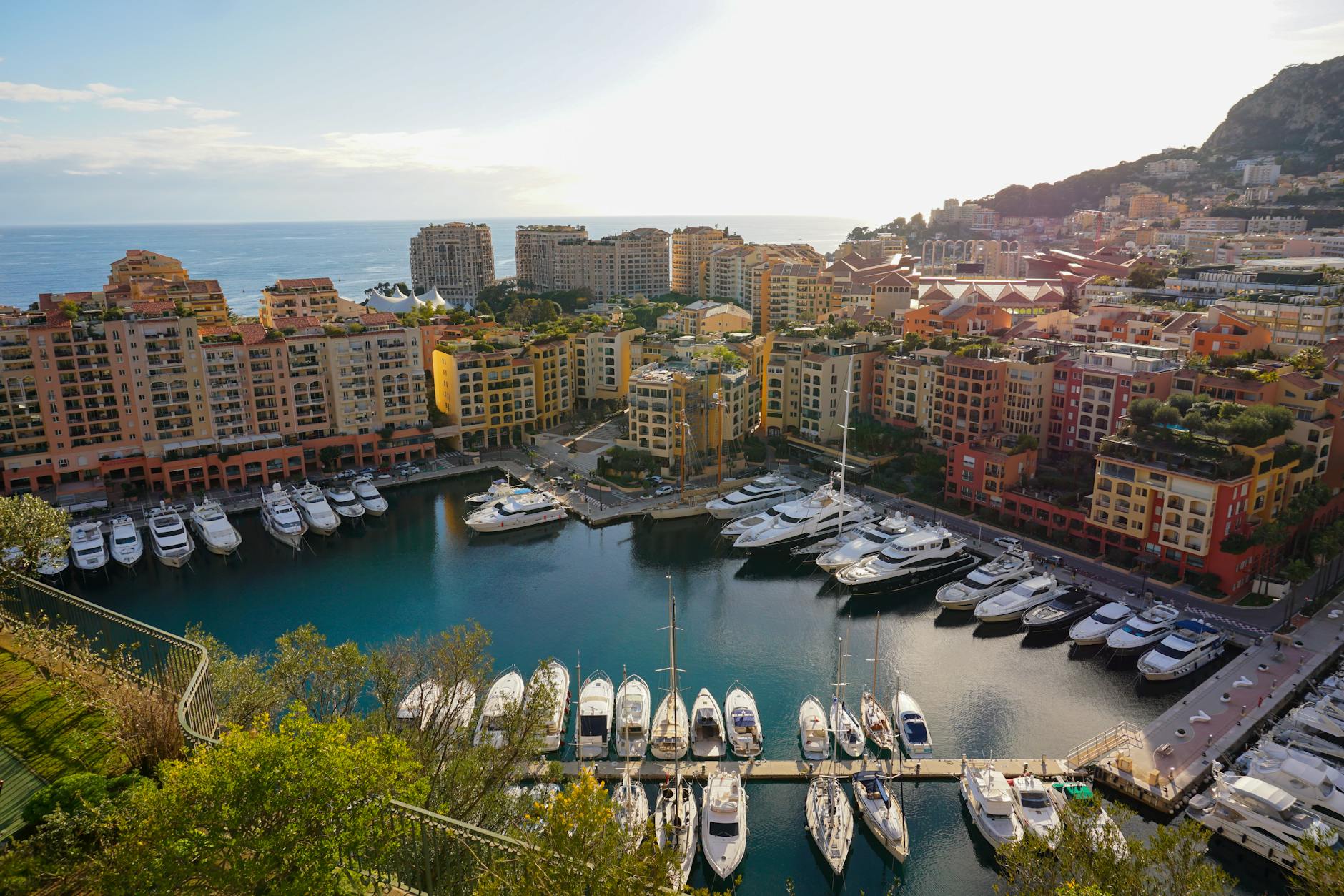 Luxury yachts and architecture along the Monaco waterfront