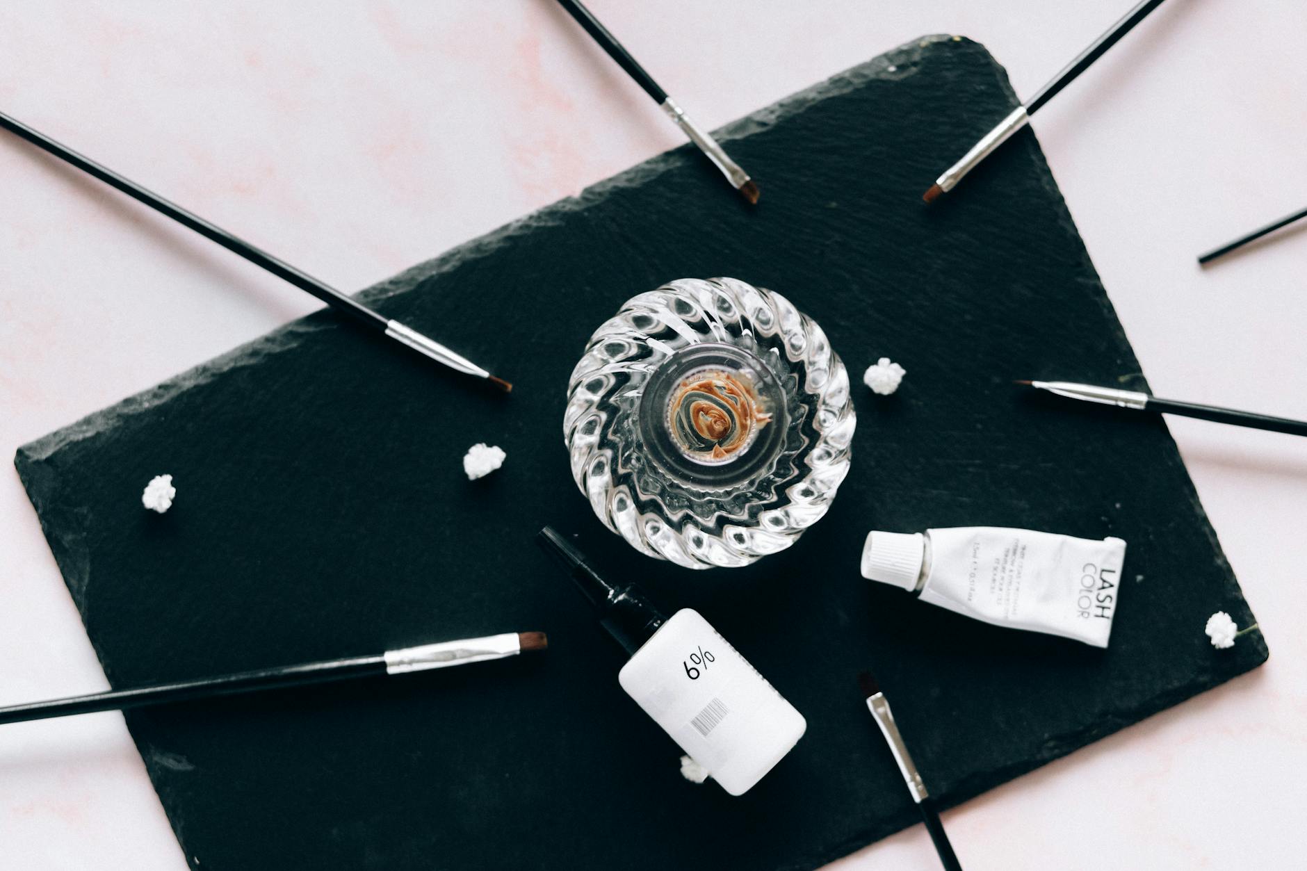 Elegant arrangement of professional beauty and hair care products