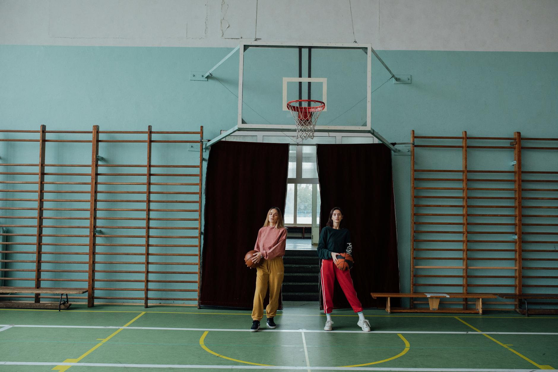 Female basketball player on an indoor court during a game