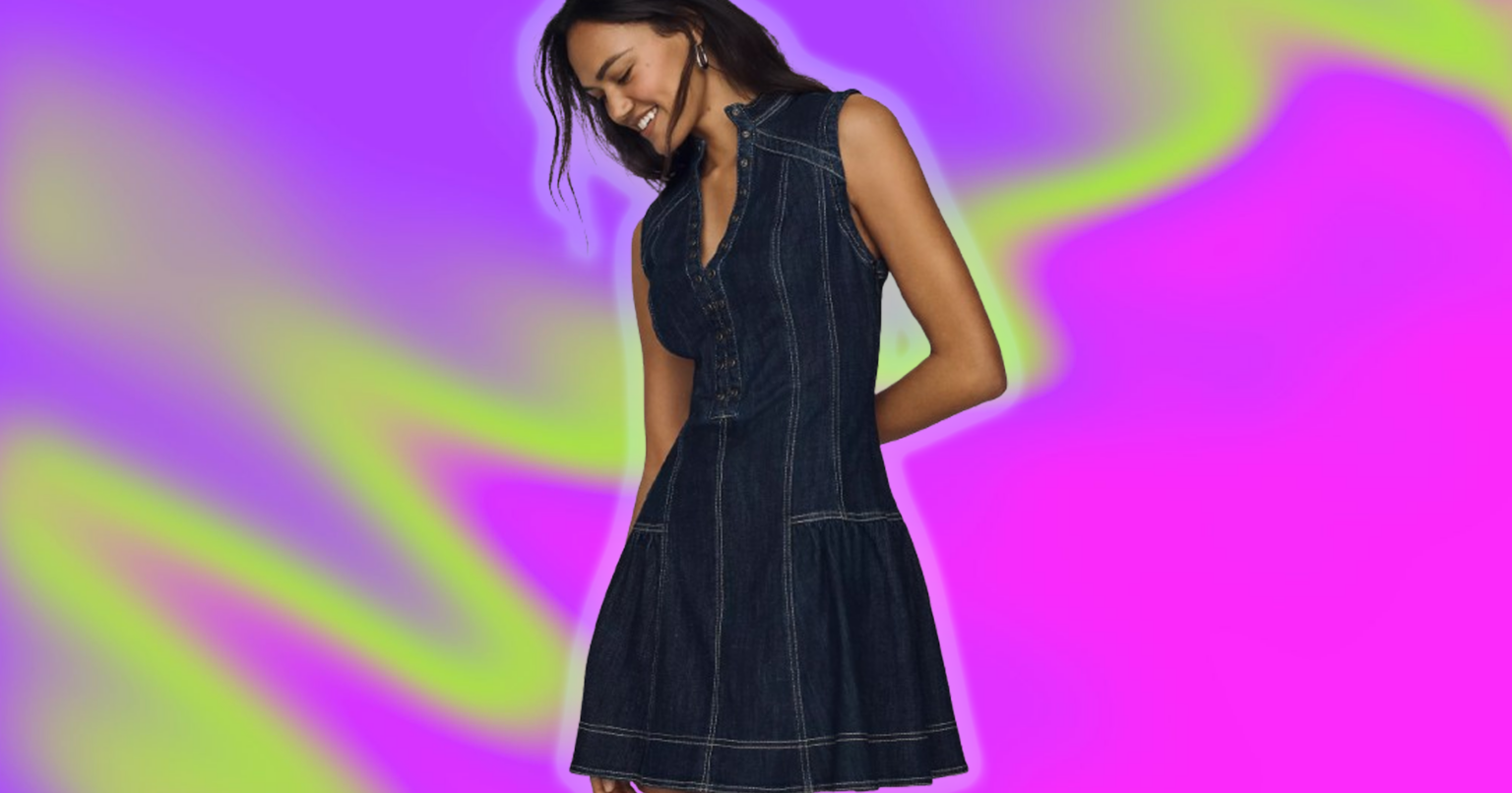 Summer Dresses That Survive Triple-Digit Heat Through Labor Day Woman in a lightweight cotton summer dress on a warm sunny day