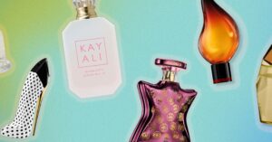 Kayali, Bond No. 9, and Ôrəbella Lead Assorted perfume bottles arranged on a light surface in summer light