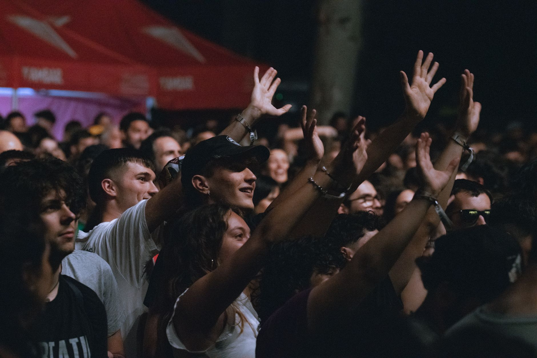 Large crowd at an outdoor summer music festival in a city park