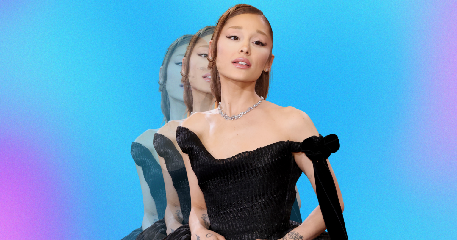 Ariana Grande Opens Up About Weight and Eating Disorders Female pop performer on a large concert stage under bright lights