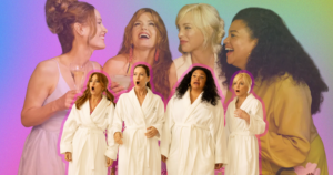 Anna Faris, Leslie Mann Lead Raunchy Female Friendship Comedy This Summer Four women laughing together at a table, representing the female friendship dynamic at the center of Spa Weekend
