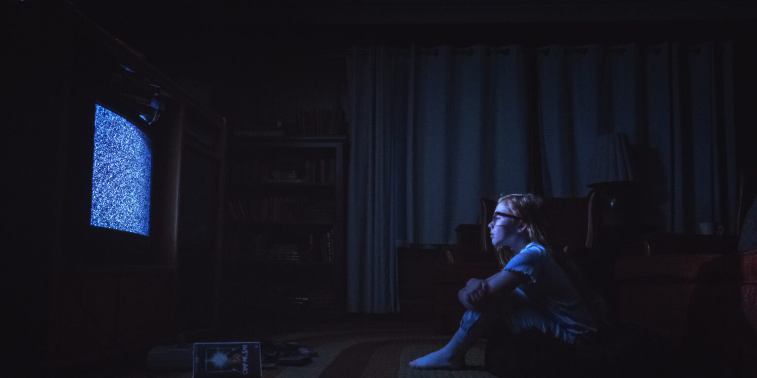 Atmospheric horror film set with dramatic lighting and eerie mood