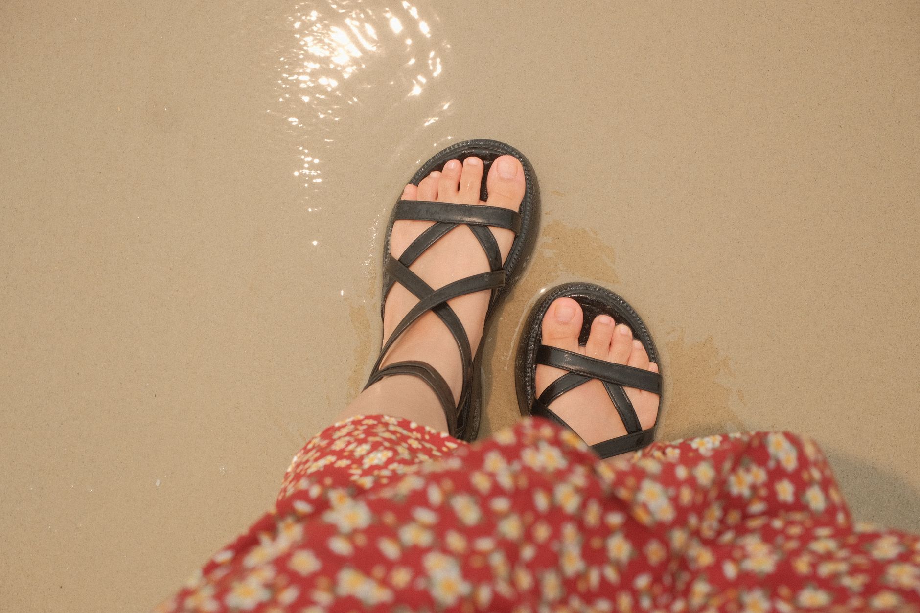 Platform sandals displayed at a fashion presentation