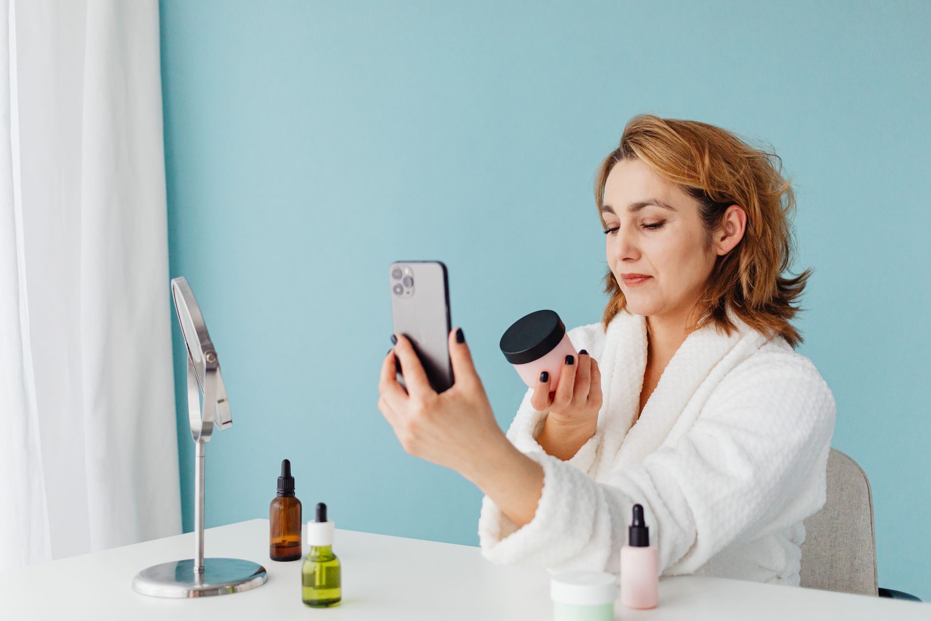 Affordable skin care products laid out on a bathroom counter