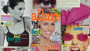 Assorted beauty products arranged on a flat surface representing editorial awards testing