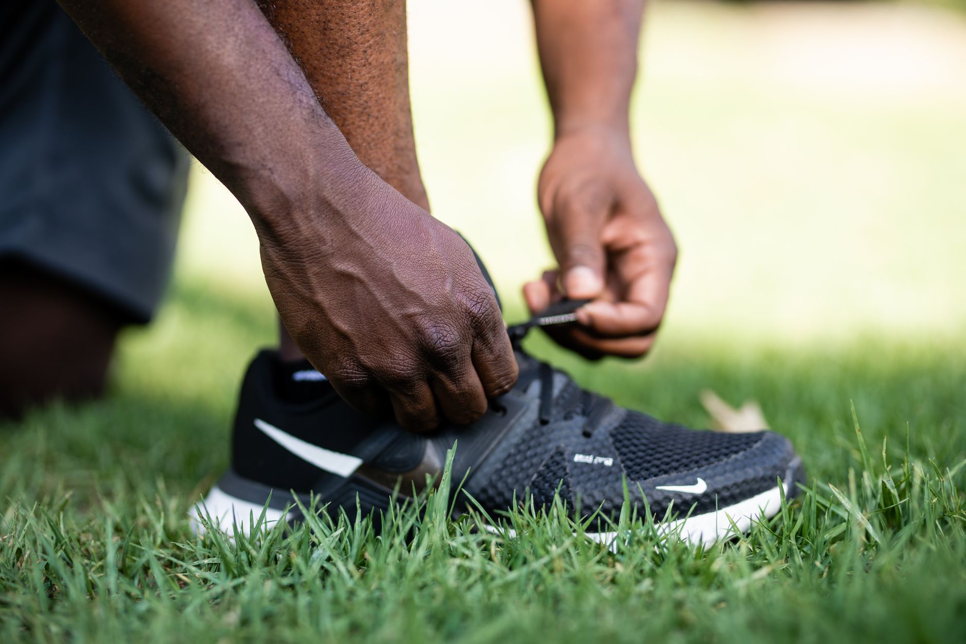 Close-up of performance running shoes on a neutral background