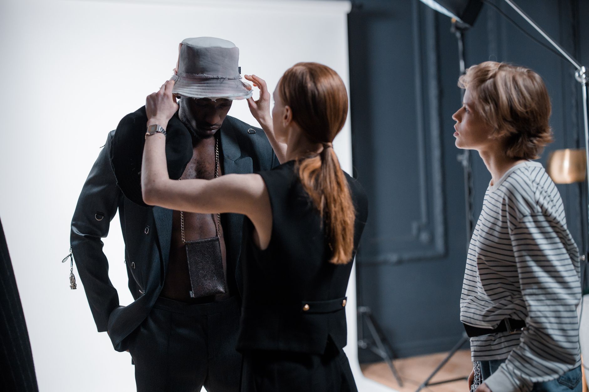 Model posing during a fashion and lifestyle brand campaign shoot