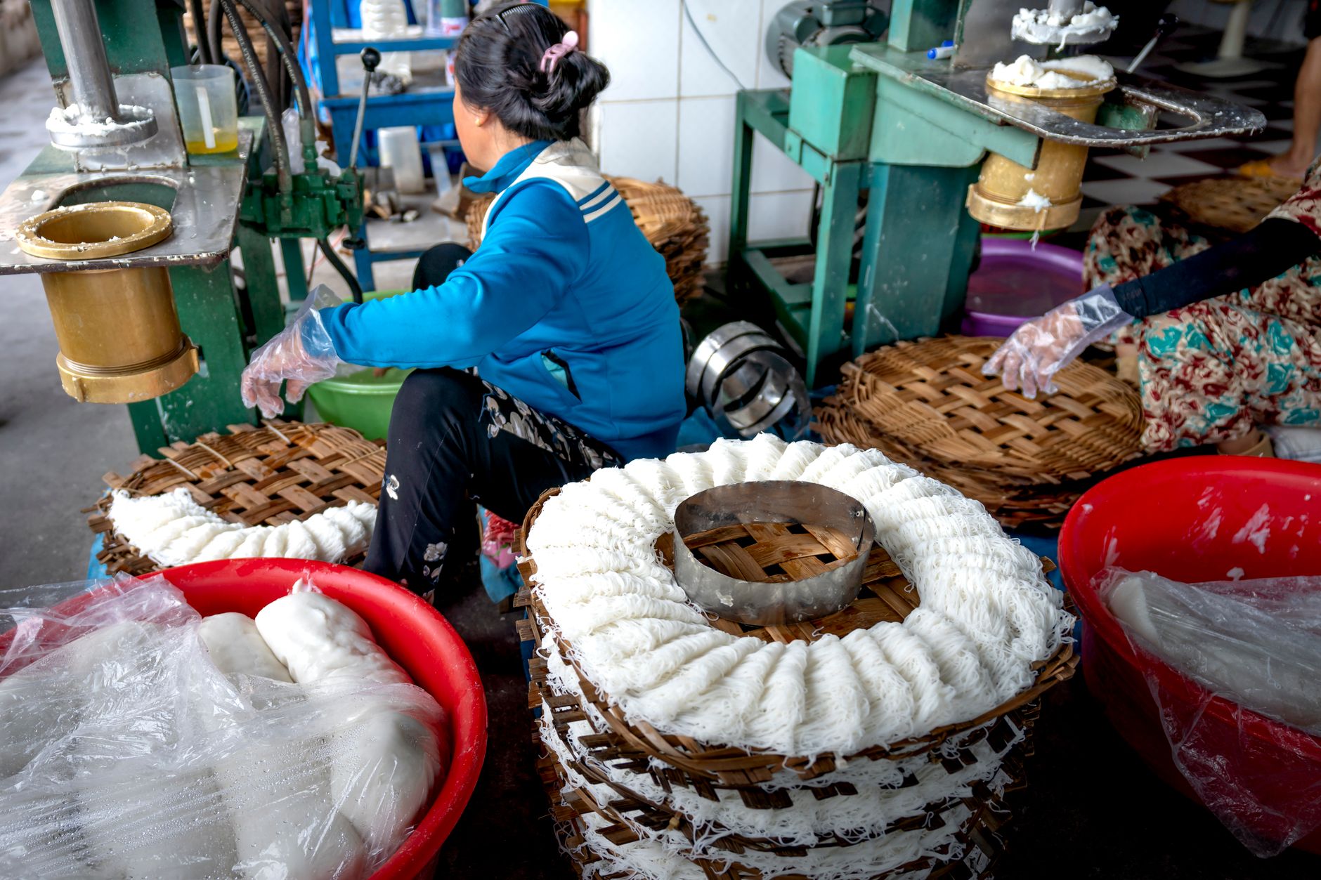 Workers in a garment manufacturing facility in Vietnam