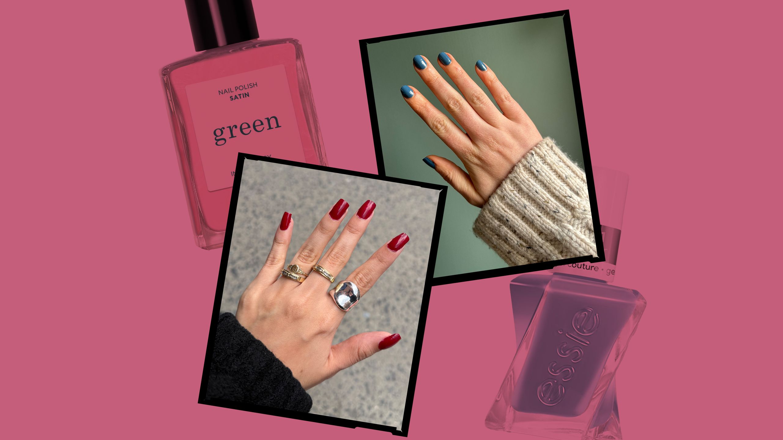 Close-up of freshly painted nails with glossy finish showing long-lasting polish result